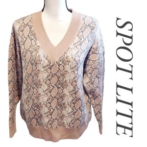 Spot lite sweater pink animal print new with tags womens size small